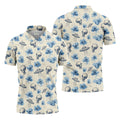 Funny Alien Blue Hibicus Tropical Theme Hawaiian Golf Shirt, Polo Shirts For Men, Golfing Apparel