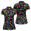 In A World Where You Can Be Anything Be Kind Autism Awareness Puzzle Pattern Golf Shirt For Women, Ladies Golf Polos