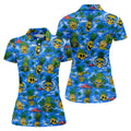 Pineapple Skull Golf Shirt, Tropical Island Volcano Pattern, Golf Shirt For Women