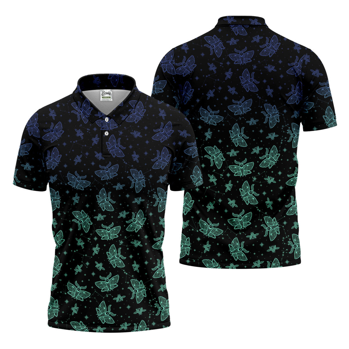 Celestial Moth Hawaiian Golf Shirt, Retro Golf Shirt, Halloween Golf Shirt, Polo Shirts For Men