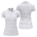 Blue And Pink Naughty Stick People White Golf Shirt, Ladies Golf Polos, Golf Gifts For Women