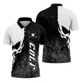 Monochrome Skull Golf Ball Graphic Golf Shirt, Mens Golf Polo, Printed Golf Shirts