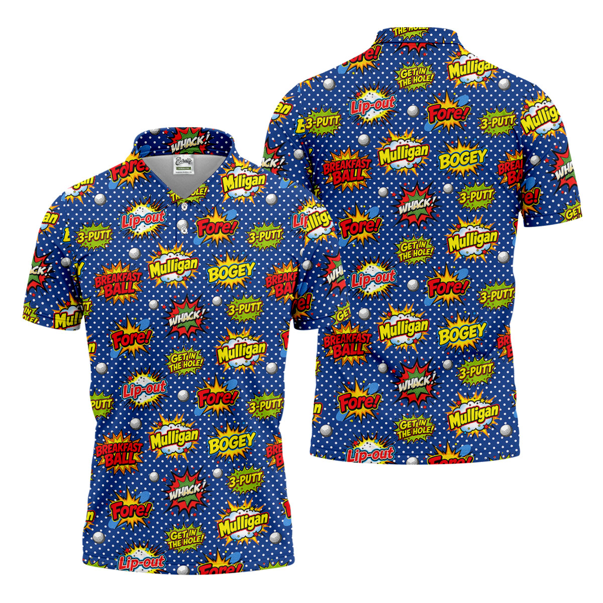 Funny Comic Pop Art Golf Shirt, Fun Golf Polo Shirt, Golf Shirts For Men