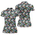 Poker Blackjack Hawaiian Golf Shirt, Playing Card Pattern Women's Golf Tops, Ladies Golf Shirts