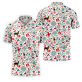 Vintage Reindeer White Christmas Golf Tops For Men, Gift Christmas Golf Shirt Polos, Men Golf Apparel