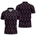 Purple Haunted Demon Faces Halloween Polo Shirt, Printed Golf Shirts, Golf Apparel For Men