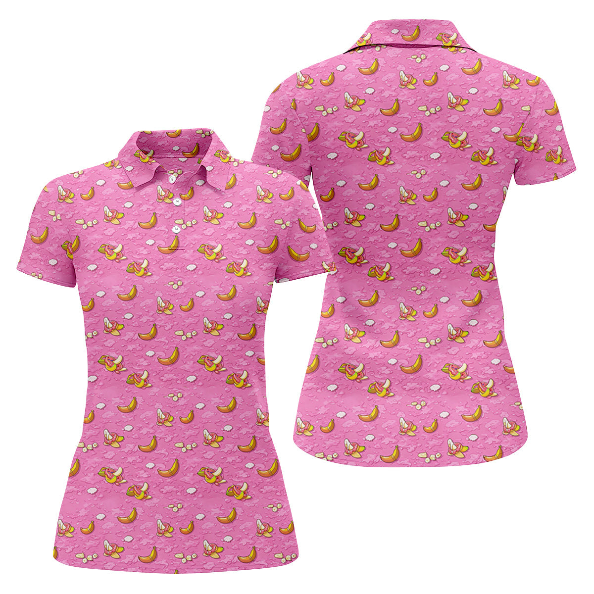 Banana And Donut Dirty Humor Pink Golf Shirt, Fun Women's Golf Shirts, Valentines Golf Gift, Ladies Golf Polos