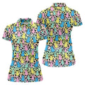 Pastel Easter Bunny Leopard Print Polo Shirt, Women’s Golf Apparel, Hawaiian Golf Shirt, Printed Golf Shirt