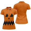 Halloween Jack O Lantern Golf Shirt, Women's Golf Polo, Ladies Golf Tops