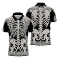 Floral Skeleton Halloween Golf Polo Shirt, Golf Shirts For Men, Mens Golf Apparel