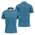 Cartoon Cactus Golfer Blue Golf Shirt, Mens Golf Polo, Golf Apparel For Men, Printed Golf Shirts
