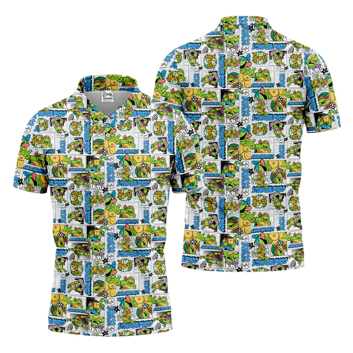Funny Ninja Turtle Comic Hawaiian Golf Shirt, Mens Golf Polo, Golf Apparel For Men