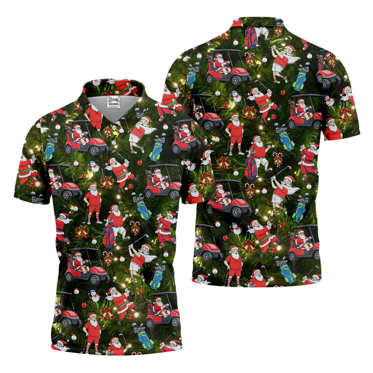 Funny Santa Claus Golf Pose Golf Tops For Men, Polo Shirts For Men, Christmas Golf Shirt, Mens Golf Gift