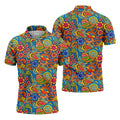 Colorful Floral Paisley Pattern Polo Shirt, Hawaiian Golf Shirt, Mens Golf Apparel