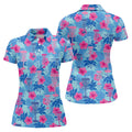 Blue Hibiscus Disc Golf Polo Shirt, Golf Tops For Women, Women’s Golf Polo