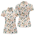 Golf Equipment Cart Ball Pattern Polo Shirt, Women’s Golf Polo, Performance Golf Shirt