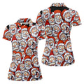 Santa Claus Face Fun Women's Golf Shirts, Cute Golf Outfit, Ladies Golf Shirts, Golfing Apparel