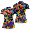 Colorful Cat Sunglasses Paint Splash Golf Shirt, Women's Golf Tops, Performance Golf Shirt