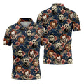 Gothic Floral Clown Doll Mask Hawaiian Polo, Golf Shirt For Men