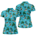 Tropical Alligators on Island Beaches Hawaiian Golf Polo, Golf Tops For Women, Golfing Apparel
