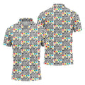 In A World Where You Can Be Anything Be Kind Autism Awareness Puzzle Pattern White Golf Shirt, Polo Shirts For Men