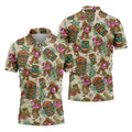 Tropical Bigfoot Adventure with Tiki Totems Design Hawaiian Golf Polo, Golf Tops For Men, Golfing Apparel