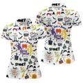 Halloween Witch Pattern Golf Polo Shirt, Golf Polo For Women, Womens Golf Apparel
