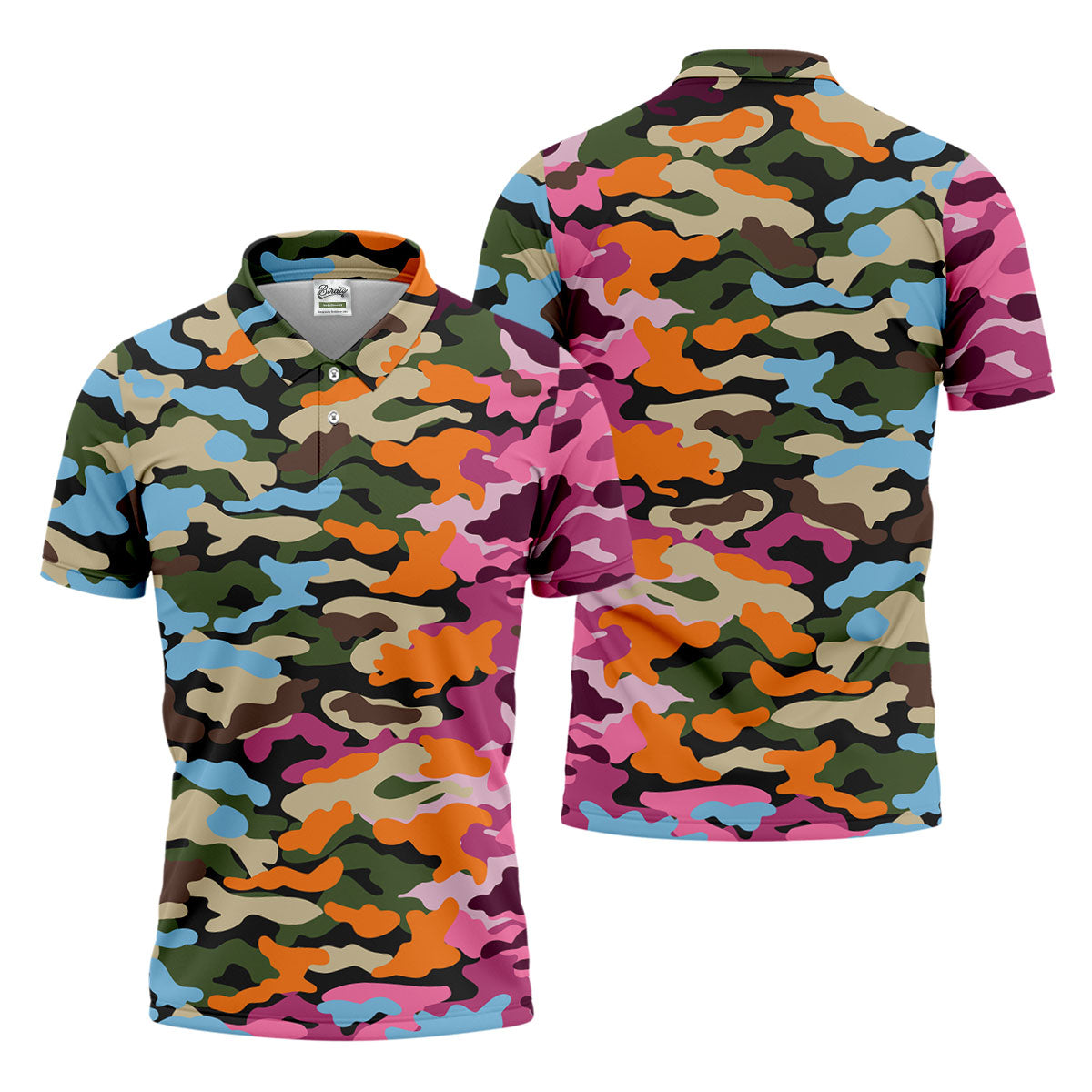 Rainbow Camouflage Golf Tops For Men, Cool Golf Outfit, Polo Shirts For Men, Golf Shirts For Men