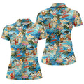 Women's Tropical Santa Surf Vacation Golf Shirt, Christmas Golf Shirt, Women’s Golf Apparel