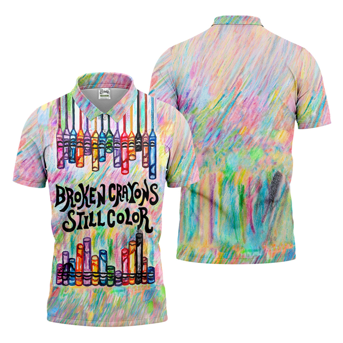 Broken Crayons Still Color Suicide Awareness Golf Polo Shirt, Mens Golf Polo