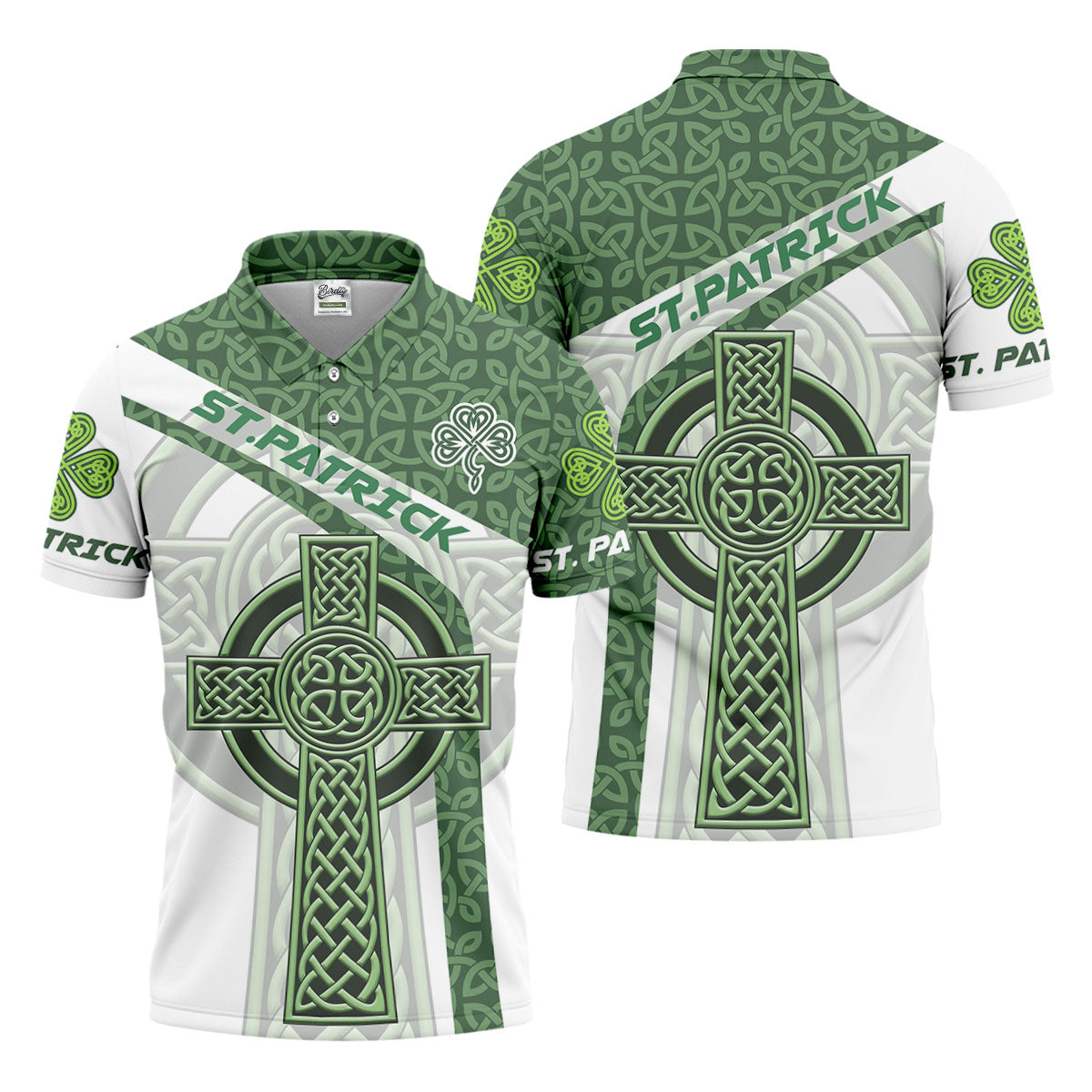 St Patrick's Day Celtic Knotwork Pattern Shamrock Golf Shirt, Polo Shirts For Men, Golf Shirts For Men