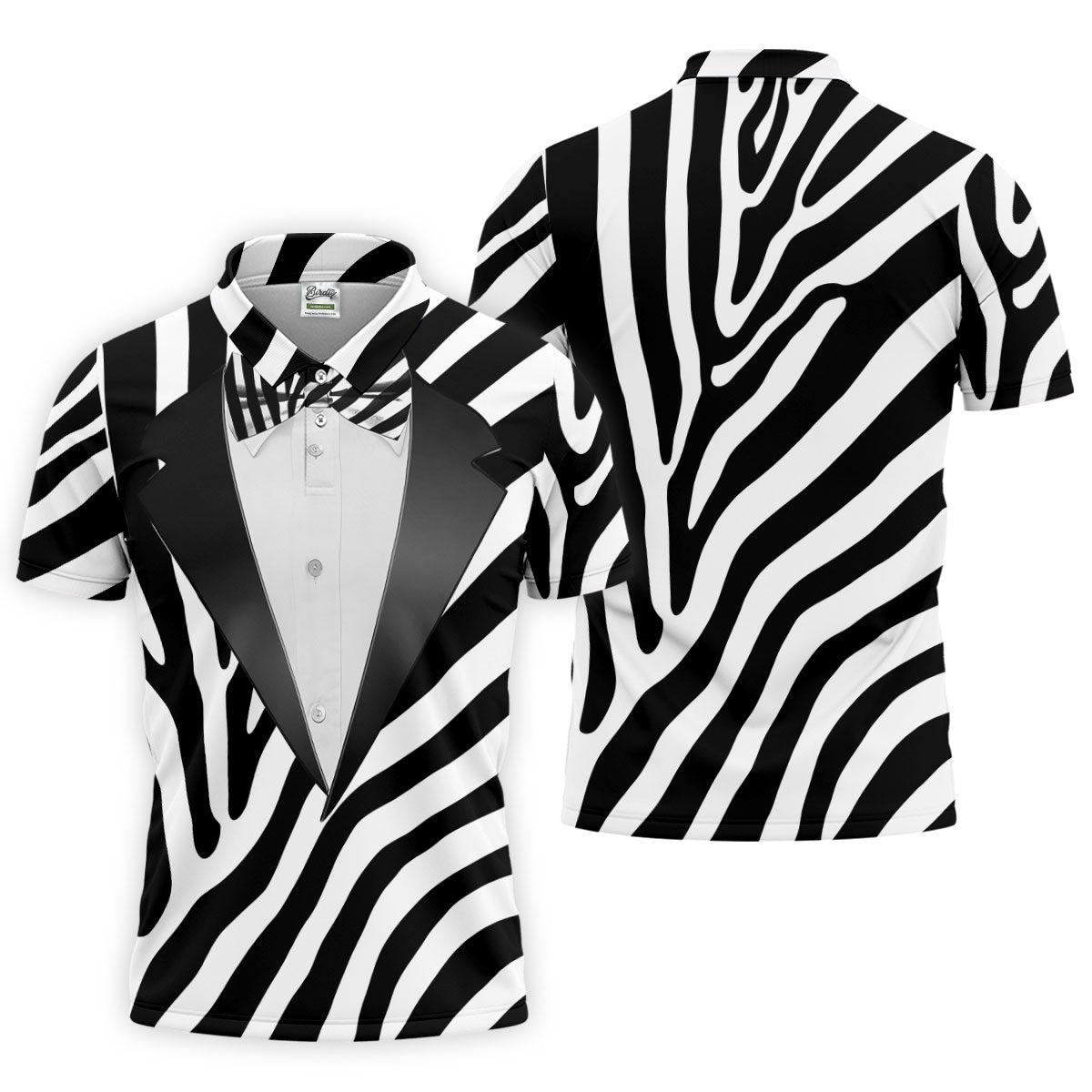 Zebra Pattern Funny Costume Hawaiian Golf Shirt, Polo Shirts For Men, Golf Shirts For Men