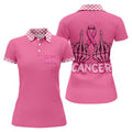 Pink F Cancer Skeleton Middle Finger Breast Cancer Polo Shirt, Ladies Golf Tops, Women’s Golf Polo