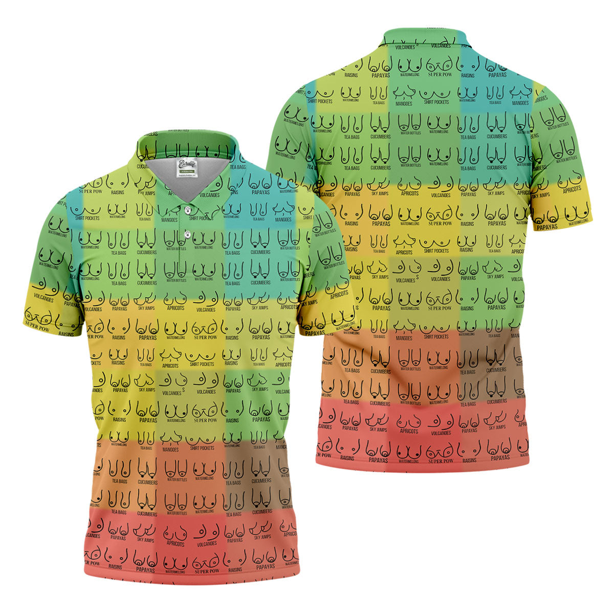 Watermelons Funny Boob Pattern Golf Polo Shirt, Men's Golf Shirt, Printed Golf Shirts