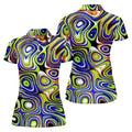 Blue And Green Fluid Art Cool Golf Shirt, Women's Golf Tops, Ladies Golf Shirts, Women's Polo Shirt
