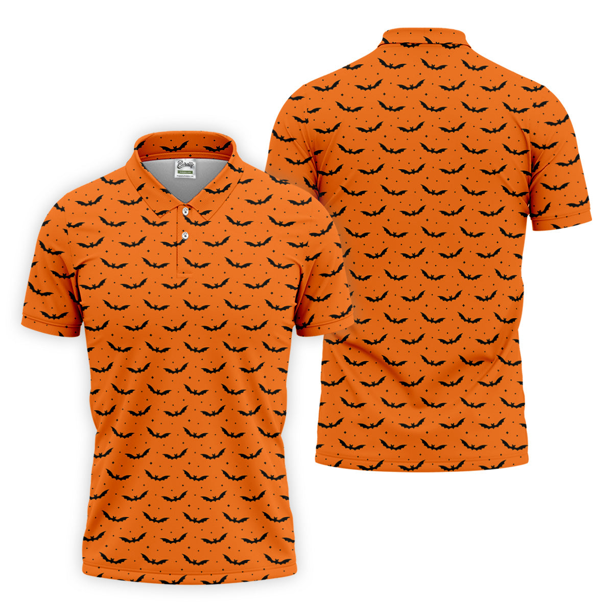 Spooky Bats Orange Halloween Golf Shirt, Polo Shirts For Men, Golf Gift For Men, Golfing Apparel