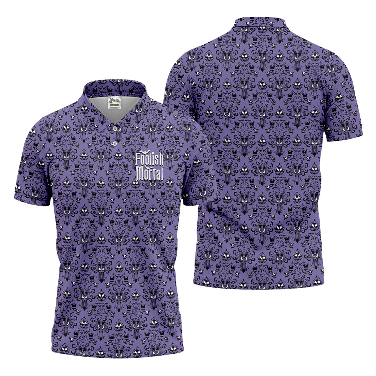 Foolish Mortal Haunted Pattern Golf Polo Shirt, Golf Apparel For Men, Mens Polo Shirts
