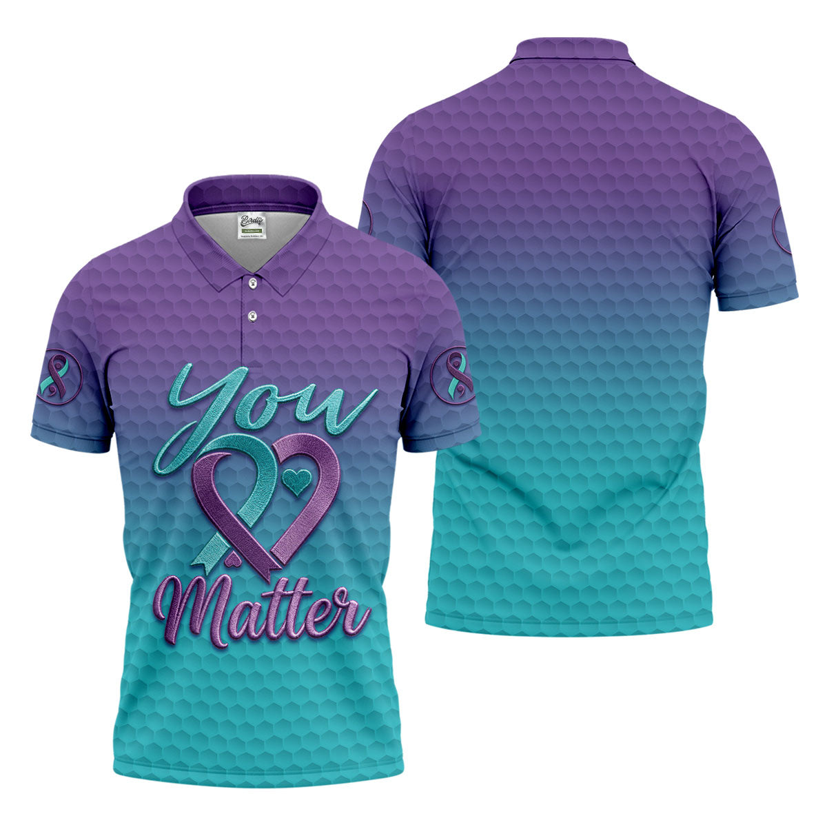 You Matter Suicide Prevention Ribbon Heart Polo Shirts For Men, Golf Apparel For Men