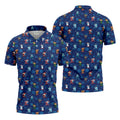 Funny Christmas Characters Golf Pose Navy Golf Shirt, Christmas Golf Shirt, Polo Shirts For Men