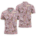 Funny Adult Doodle Pink Pattern Polo Shirt, Mens Golf Polo, Golf Shirts For Men