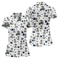 Funny Raccoon Golf Cart Pattern Polo Shirt, Ladies Golf Shirt, Women's Golf Apparel