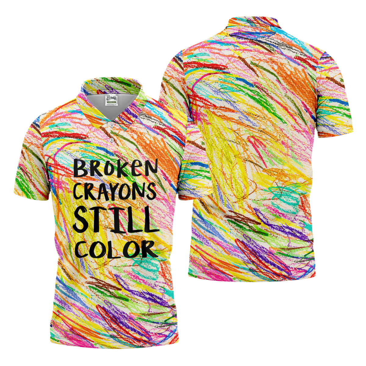 Broken Crayons Still Color Golf Polo Shirt, Men's Golf Shirt, Mental Health Awareness Shirt