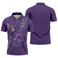 Cancer Awareness Purple Ribbon Floral Polo Shirt, Mens Golf Polo, Golf Shirts For Men