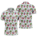 Tropical Santa Flamingo Beach Golf Polo, Christmas Golf Shirt, Golf Apparel For Men