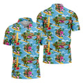 Hawaiian T Rex Surfboard Beach Hawaiian Golf Shirt, Mens Golf Polo, Printed Golf Shirts