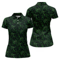 Dinosaurs In The Forest Deep Forest Green Hawaiian Golf Shirt, Women's Polo Shirt