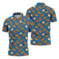 Blue Hot Dog And Fried Egg Pattern Golf Shirt, Hawaiian Golf Shirt, Mens Golf Shirts, Golf Apparel For Men