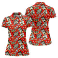 Casino Golf Pattern Red Hawaiian Golf Polo Shirt, Ladies Golf Shirt, Women's Golf Apparel