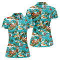 Women's Funny Surfing Santa Hawaiian Golf Shirt, Christmas Golf Shirt, Women’s Golf Polo
