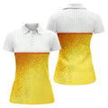 Cold Beer Print Golf Top, Beer Glass Pattern Design, Golf Shirts For Women